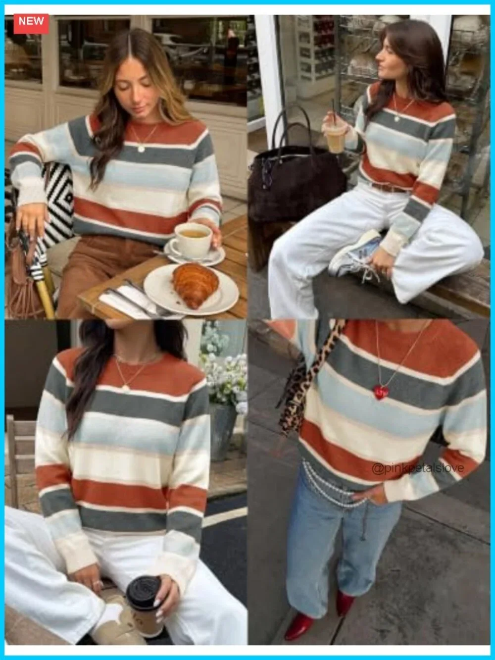 Women's Crew Neck Long Sleeve Pullover Sweater Ribbed Knit